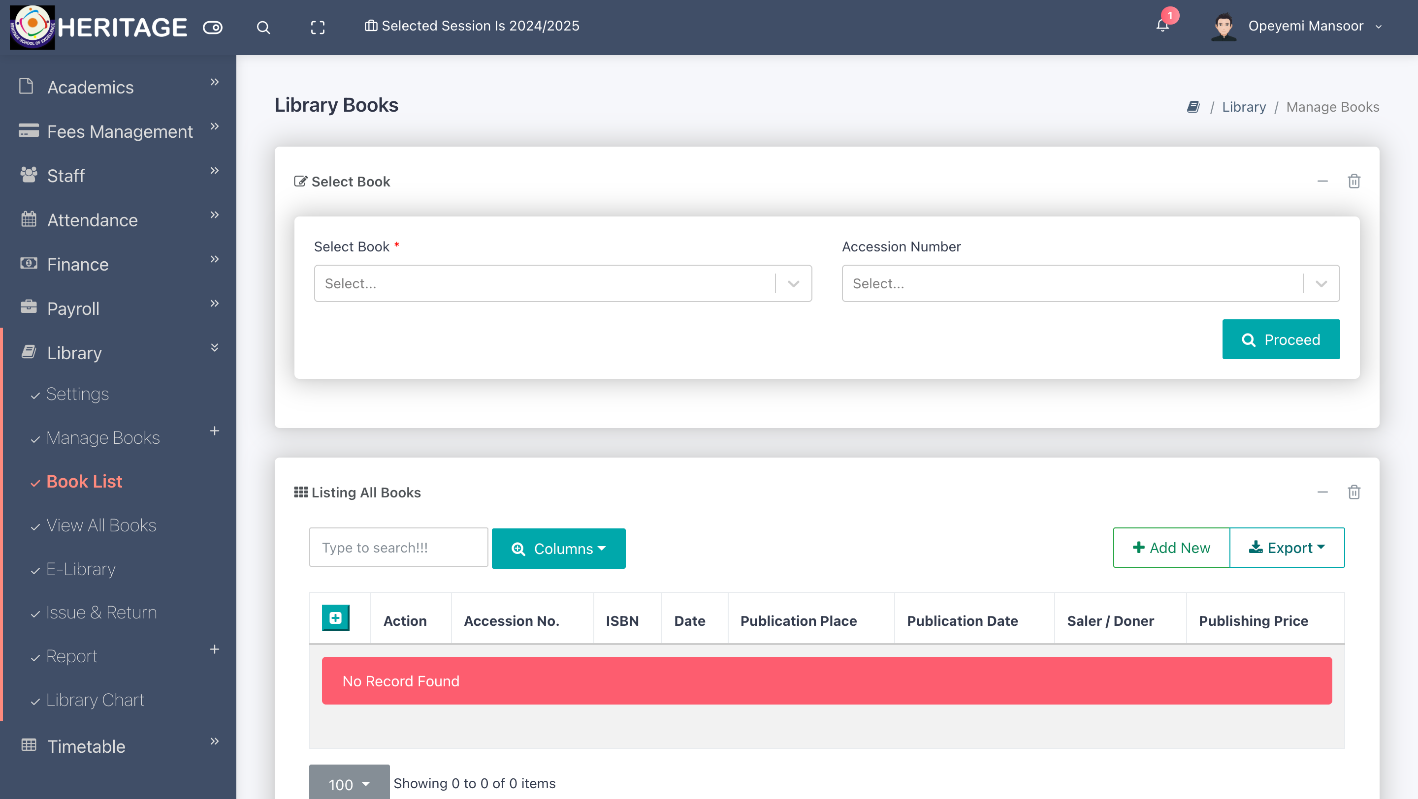 Library Management screenshot