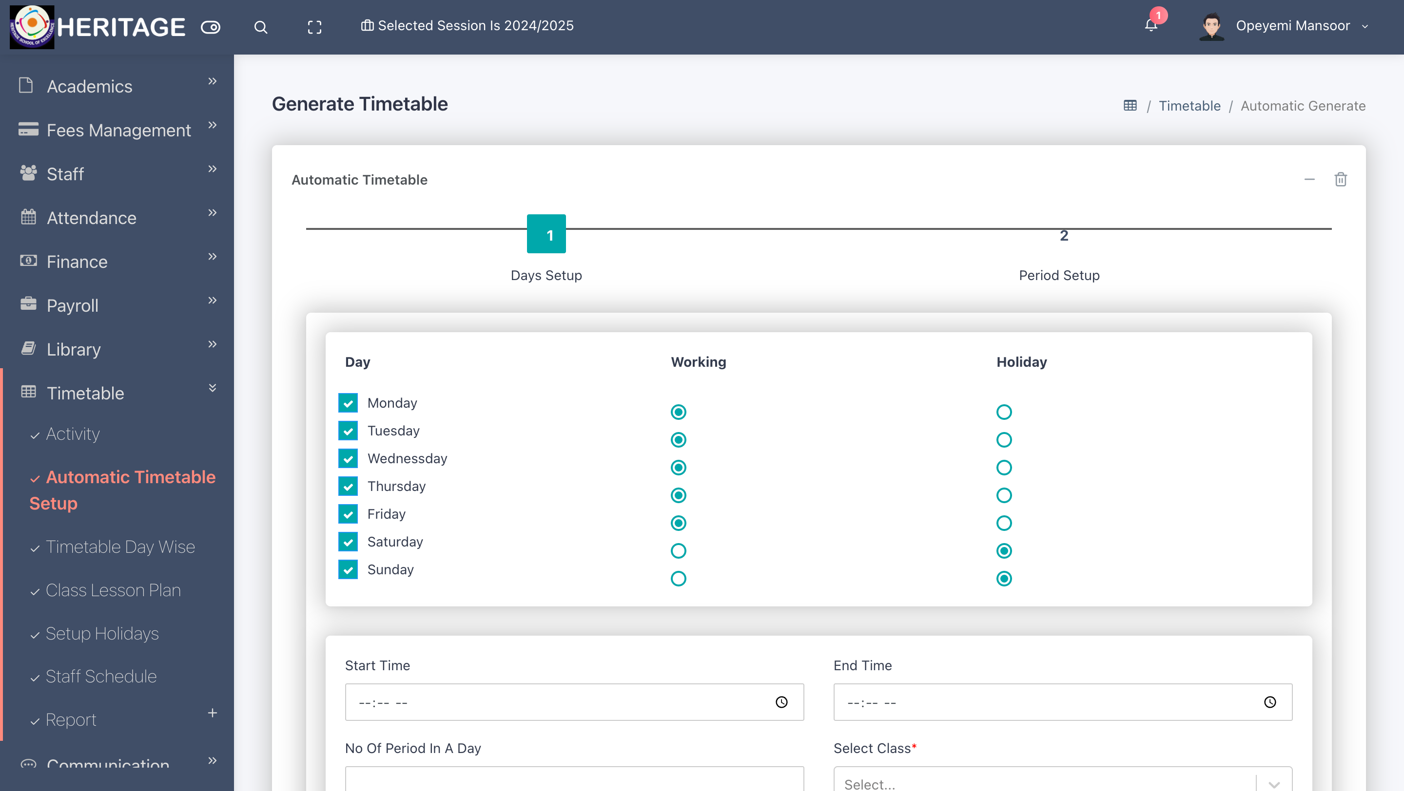 Timetable Management screenshot